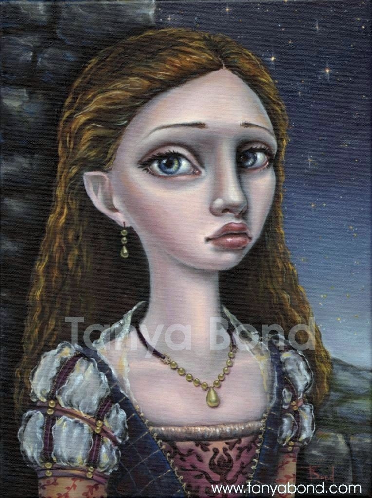 Lady GWENDOLYN - ORIGINAL oil painting - surreal pop fantasy art - Medieval dress costume - lowbrow art portrait by Tanya Bond