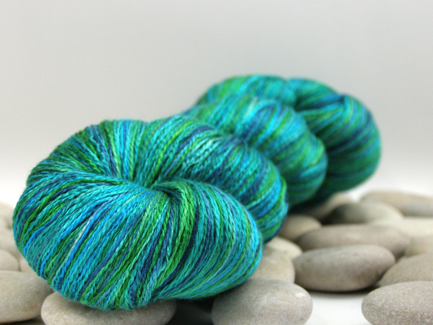 Hand Dyed Swiss Silk Knitting Yarn - Lace Weight,Variegated, 980yds - Pavo