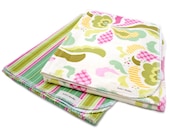 Flannel Baby Receiving Blankets Freshcut Mod Pink and Green Cotton Swaddling