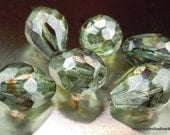6 Czech Firepolished Glass Large Drop Beads Olivine Luster 13x10mm