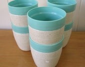 6 vintage aqua thermo cups