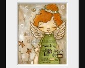Print of my original mixed media painting - Earth Angel