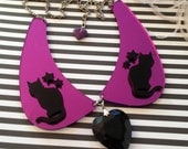 Purple and Black Cat Acrylic Collar Necklace