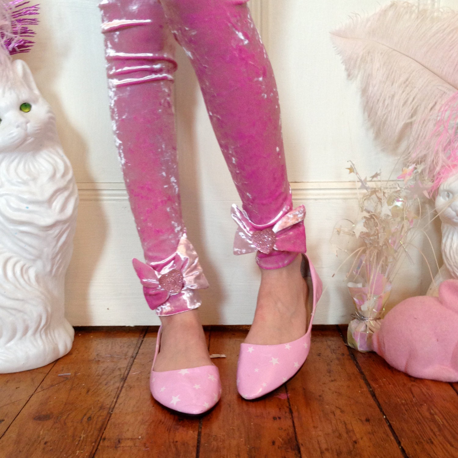 Pink Crushed Velvet Leggings MADE TO ORDER