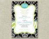Surprise 50th Birthday Invitation Invite Black White Damask Zebra Green - Printable by girlsatplay girls at play girls at play Il_170x135