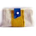 Linen clutch purse color block yellow cotton knitted bag royal blue leather color block memake handmade fashion accessory