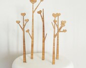 Heart Trees Cake Topper Set - Bamboo - Wedding Cake Topper - Rustic Wedding - Modern Wedding