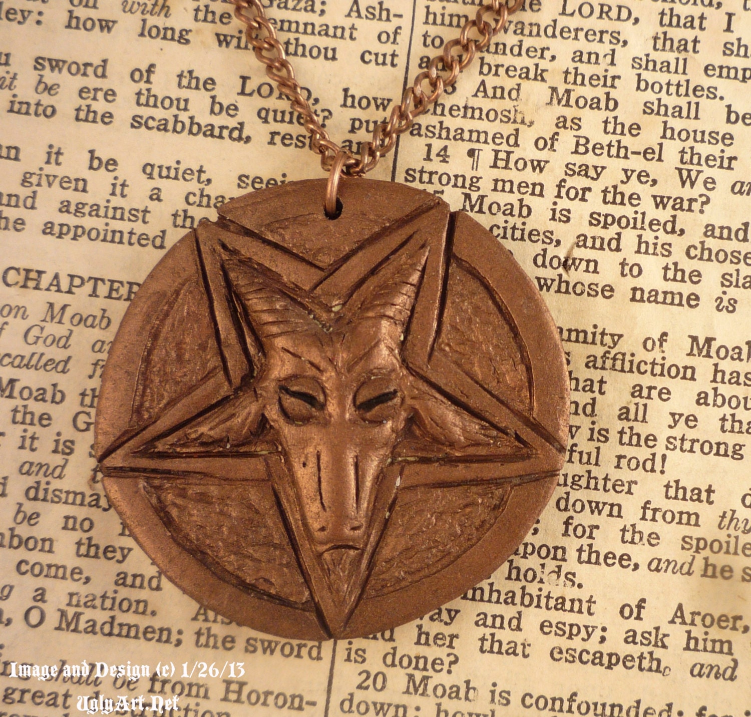 Men's Copper Colored Baphomet Necklace by Ugly Shyla