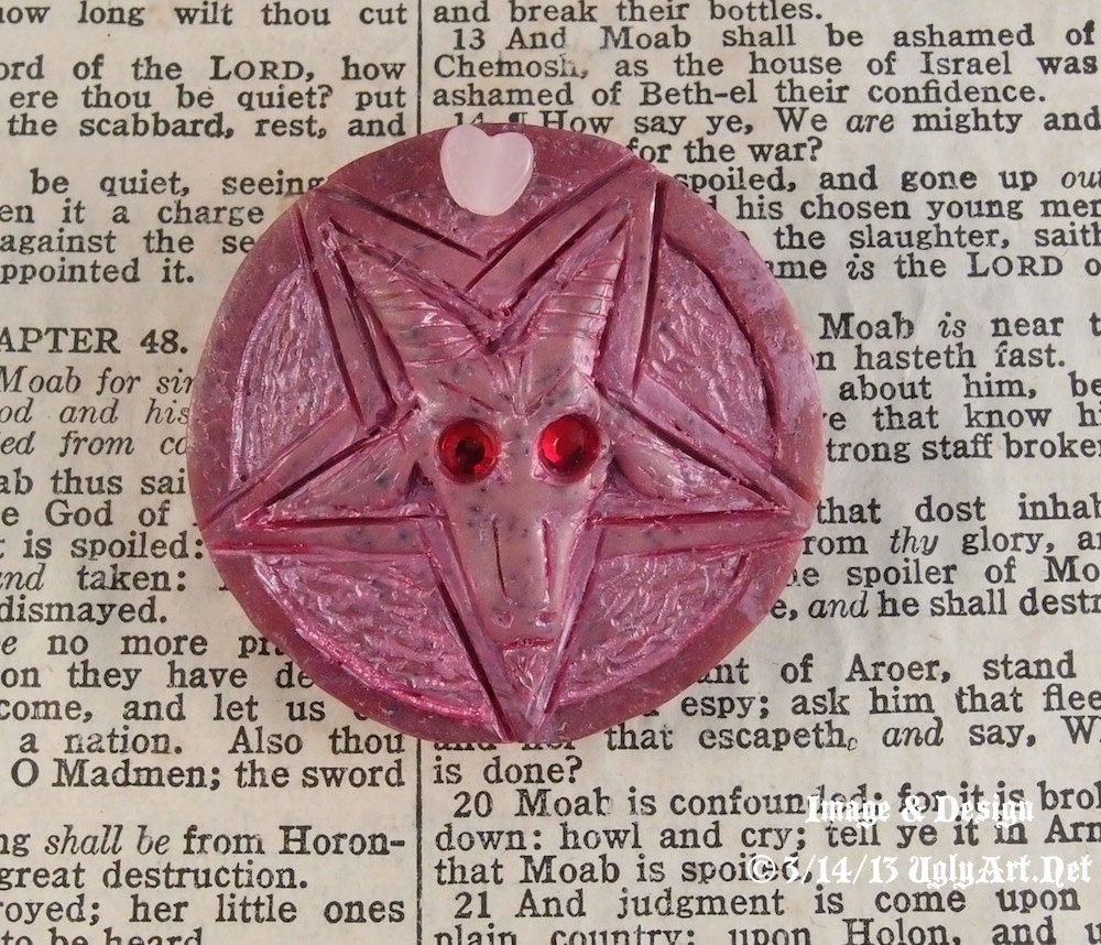 Pink Baphomet Pentagram Brooch by Ugly Shyla Lady Like Evil