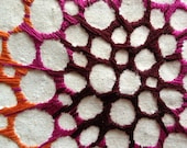 Pink and Orange Burst - Embroidery wall art 7 in diameter fiber painting