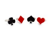 Card Suit Ring Set laser cut acrylic hearts diamonds spades clubs