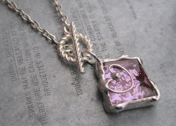 Pink Glass Heart Valentine's Day Necklace With Toggle Clasp by Heidi Urbanski