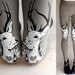 L grey Oh Deer cotton hand printed skinny leggings / footless tights