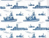 Fabric by the Fat Quarter -  Royal Blue Tugboats