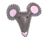 Grey Leather Monty Mouse Brooch
