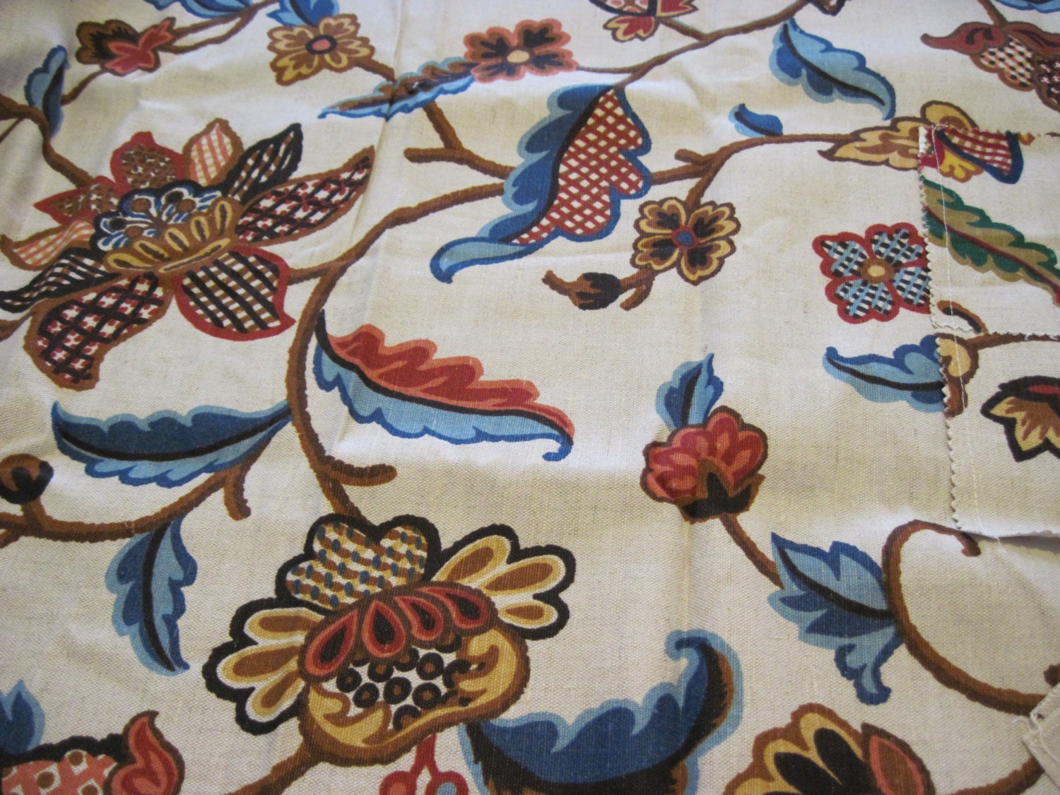 Waverly Coventry Crewel Sample Fabric by butterflyplace on Etsy