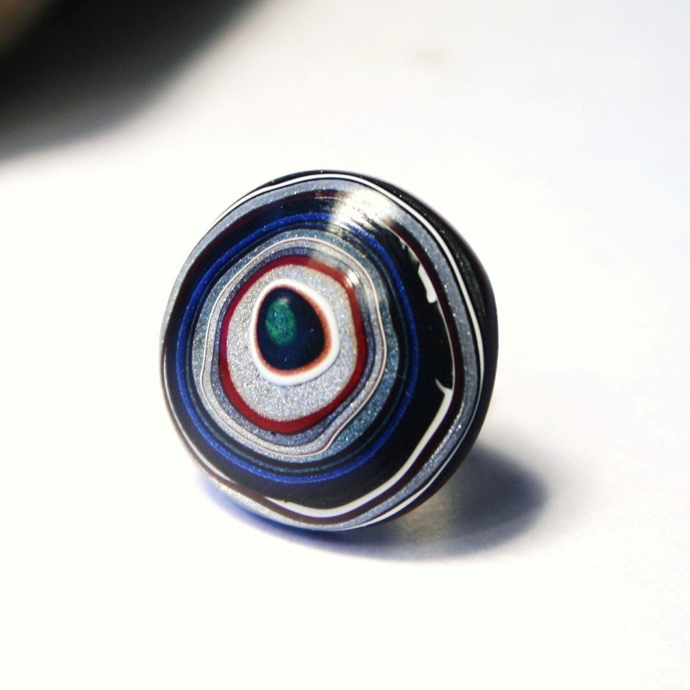 Detroit Fordite Tie Tack - Vintage Auto Paint - Metallic Red, Blue, Sliver & Black Round Medallion Gift for Him, Mens, Etsy Dudes