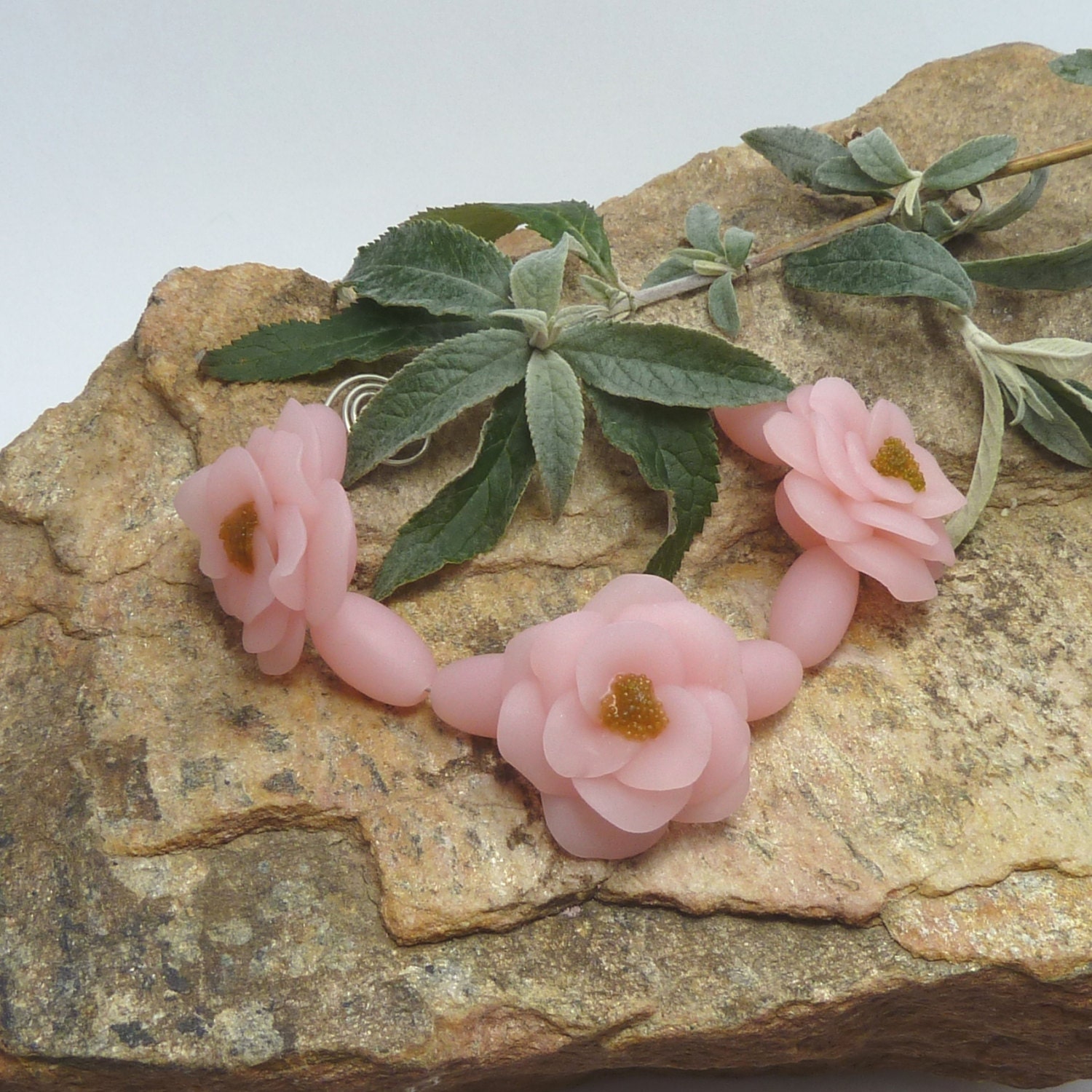 Flower Bead Set -  Pink Cherry Blossoms