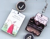 Pride and Prejudice EARRINGS Jane Austen quote vintage Typewriter