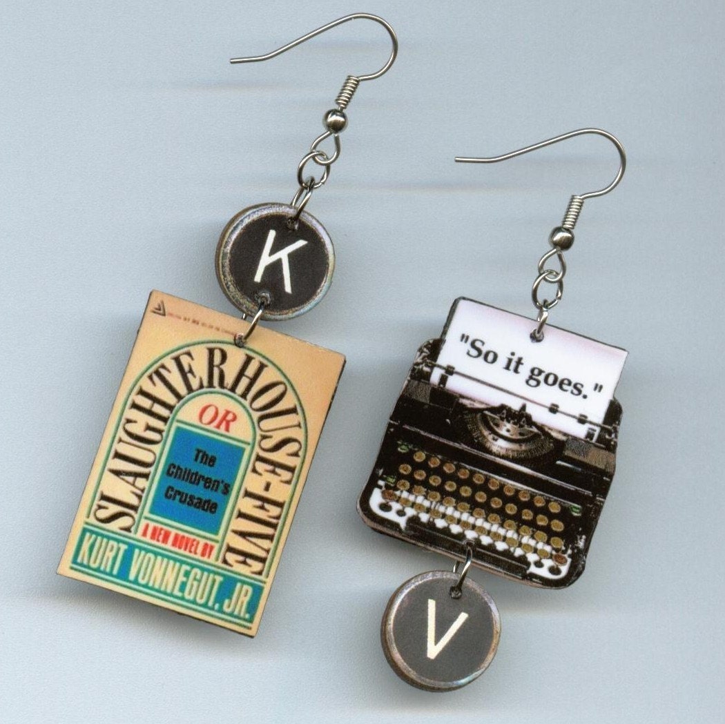 Book Cover Earrings Slaughterhouse-Five Kurt Vonnegut Vintage typewriter Quote