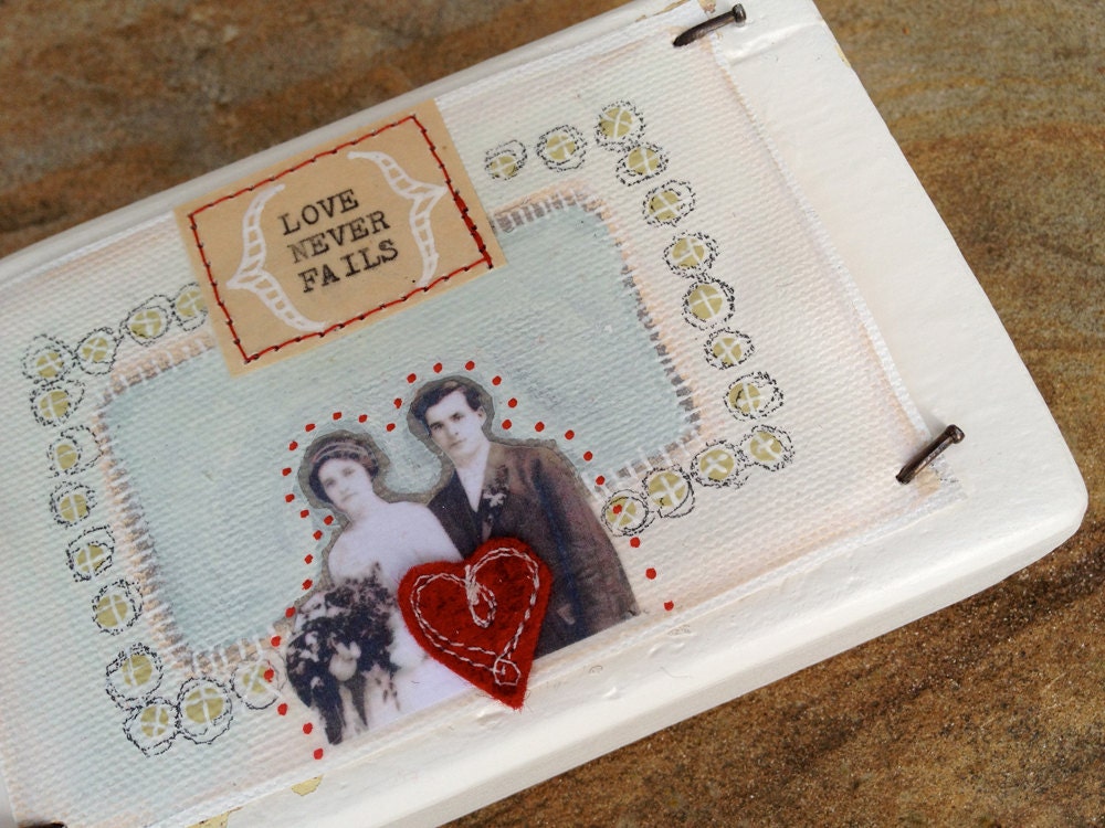 Wood Block Collage--Love Never Fails