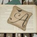 Bird Monogram - Petit Burlap Feed Sack Pillow Pair - Unique paper weight, bookends, pin cushion, etc