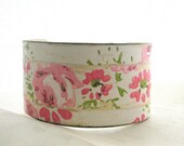 Sale: shabby floral vintage pink and green floral wallpaper cuff. "Spring."