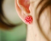 SUPER SALE - vintage coral flower bud earrings, were18. now 8.