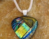 Trefoil  Dichroic Pendant, Fused Glass Pendant, Fan Shaped Glass Necklace