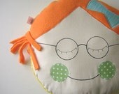 Pillow Baby - Nikki with Glasses  - Round ..You Choose Colors- PILLOW for girls baby toddler