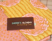Floral and Dots Modern Cotton Fat Quarter FQ Bundle 2 prints Pink Yellow Orange Quilting Sewing Field Study