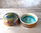Pottery Box, Ceramic and Glass Lidded Vessel, Stoneware Pot with Lid, Melted Glass, Ready to Ship