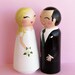 Hand Painted Love Boxes Custom Wedding Bride Groom Cake Topper Kokeshi Peg Dolls Wood