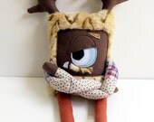 Alexander the Grumpster - Hand sewn, plush hipster monster