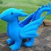 Stuffed Dragon, Waldorf Stuffed Animal, Hand Stitched, Wool Felt, Bright Blue