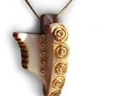 Architectural Dimensional Pendant Necklace, Polymer Clay, Unique, Gold, Mauve and Black