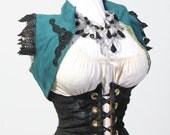 SALE-Size Small Deep Teal with Black Lace Cropped Vest