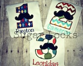 Personalized Mustache Birthday Number Shirts