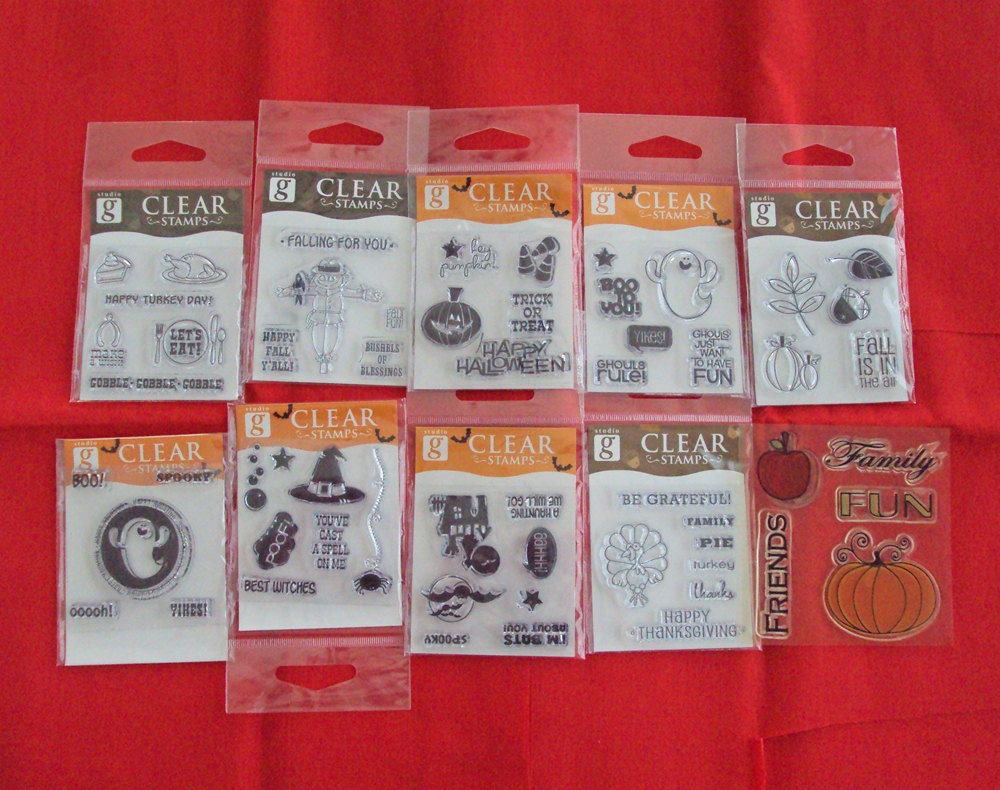 HUGE  Acrylic  Stamp Destash --- Fall and Halloween Themed