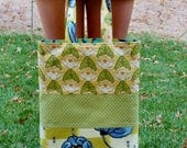 Simple Tote Bag Yellow and Green Amy Butler Belle and Lotus
