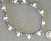 Grey Velvet Pearl necklace and earrings set with keshi freshwater pearls, labradorite, Swarovski pearls and sterling silver