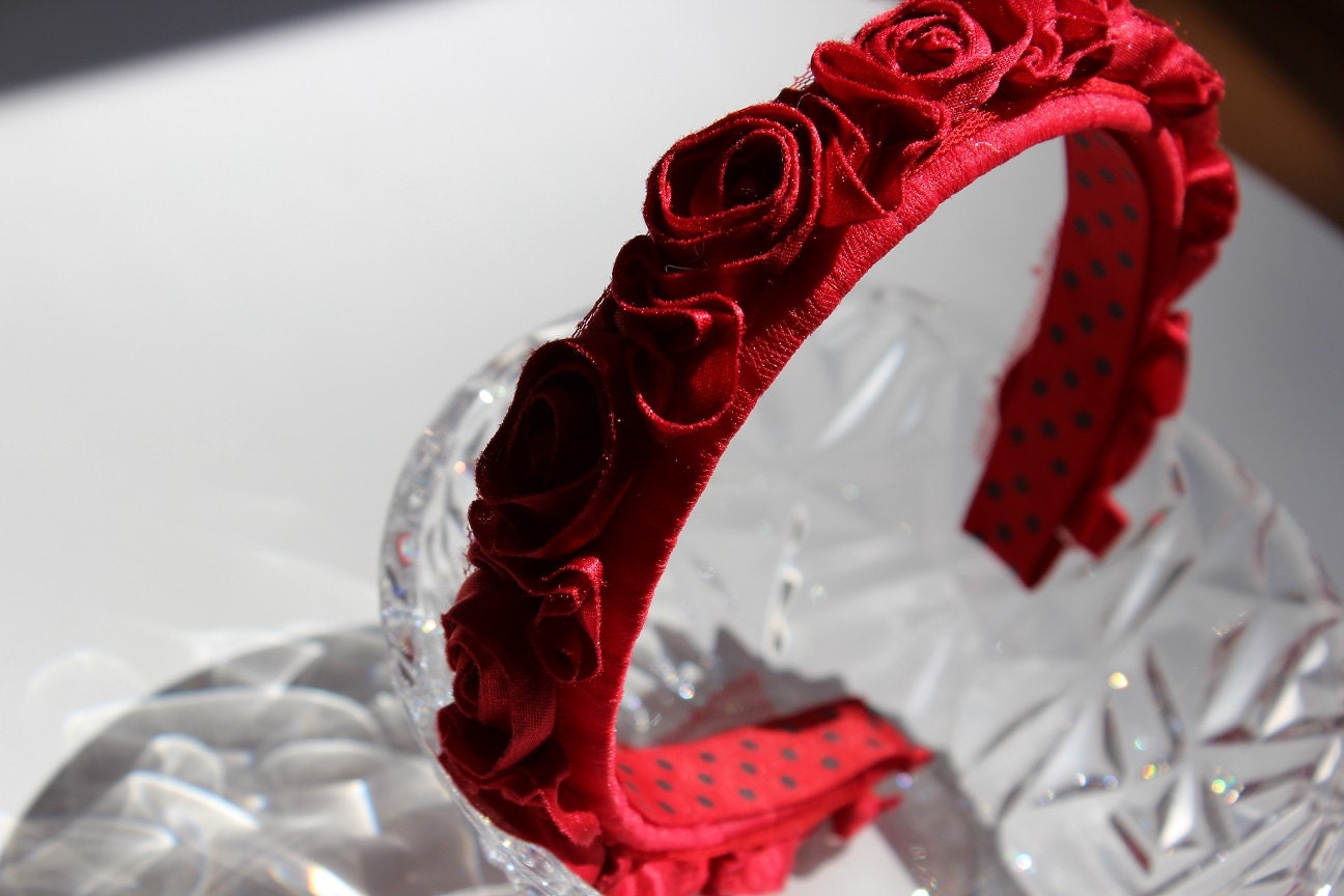 SALE Red Satin Rosettes BALLERINA Headband Il_170x135