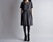 50s wool polka dot midi wiggle dress / m / l