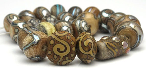 Handmade Lampwork Spacer Beads Destash Organic and Metallic Orphans SRA