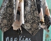 double sided cotton napkins -- set of 4 --  black gray cream and brown -- neutrals