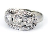 14K Vintage Retro 1950s 1.55ctw Diamond Cocktail Wedding Ring