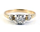 14K Vintage Retro 1940s Diamond Engagement Ring