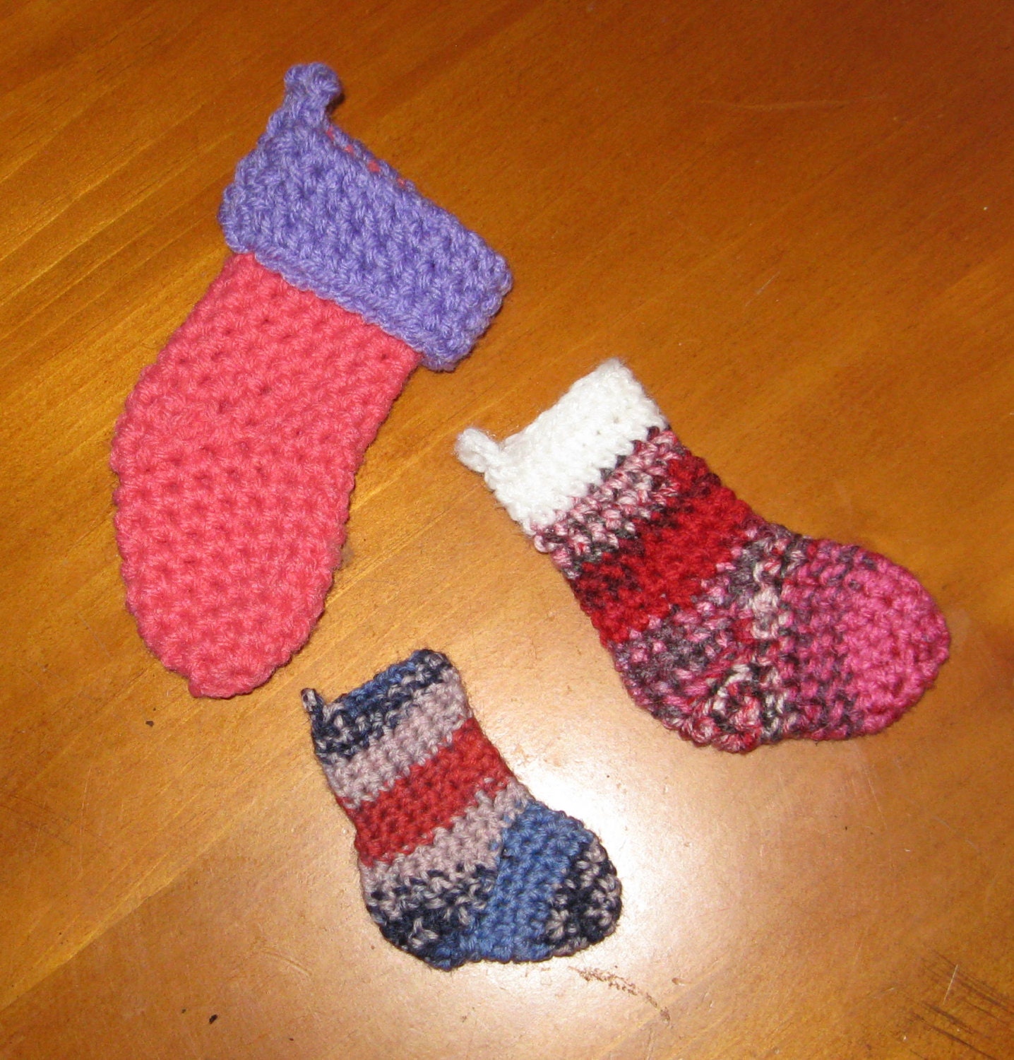 Three Mini Stockings for embellishments for gifts or decoration