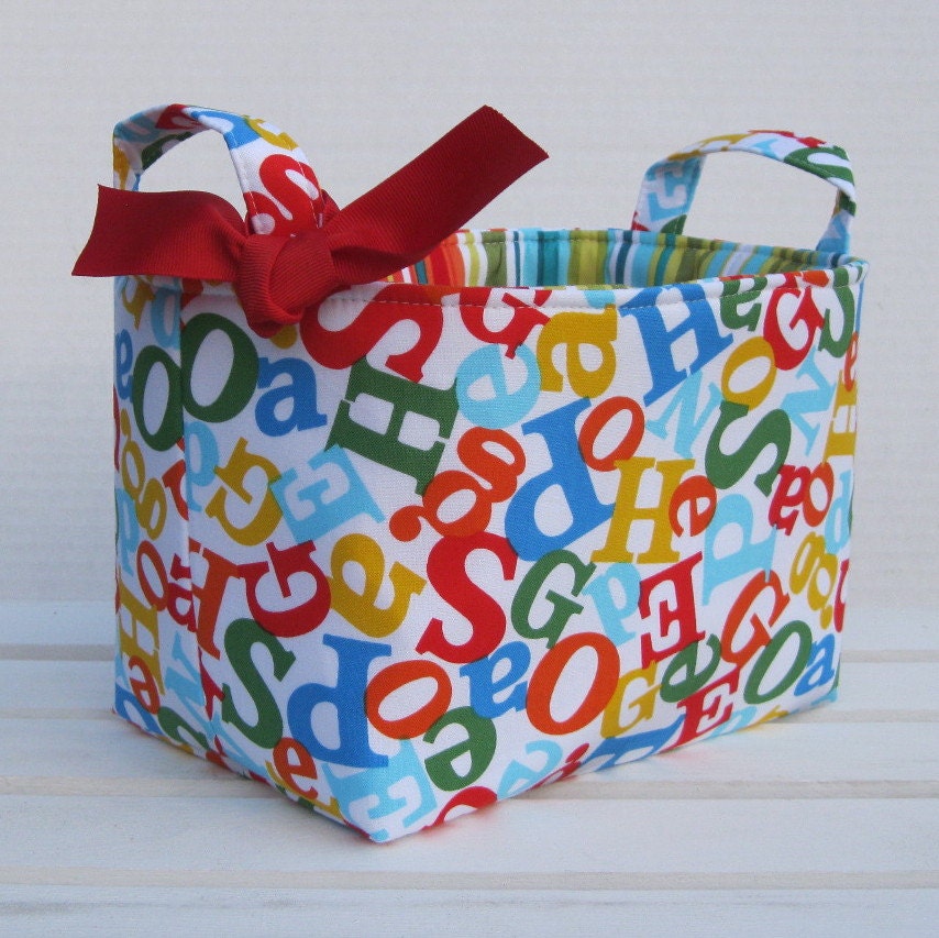 Storage and Organization - Fabric Organizer Container Basket Bin - Alphabet - ABCs - Dr. Seuss Fabric