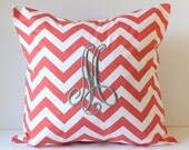Monogrammed Pillow Cover - Chevron - Personalized - 18 x 18 - Nursery Decor - Dorm Decor - Sorority - Wedding - Bridal